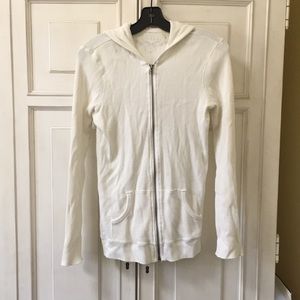 White Hooded Waffle Sweatshirt Size Large